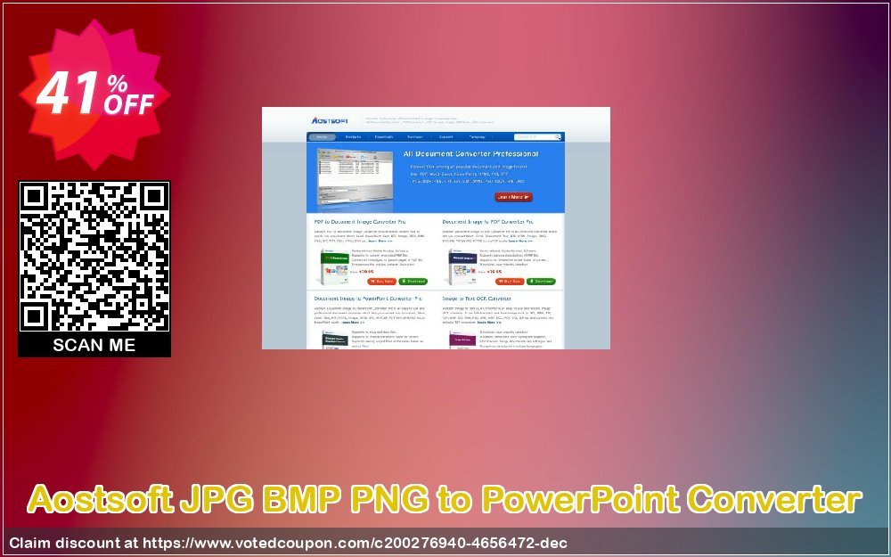 Aostsoft JPG BMP PNG to PowerPoint Converter Coupon, discount Aostsoft JPG BMP PNG to PowerPoint Converter Amazing offer code 2023. Promotion: Amazing offer code of Aostsoft JPG BMP PNG to PowerPoint Converter 2023