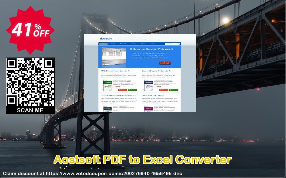 Aostsoft PDF to Excel Converter Coupon, discount Aostsoft PDF to Excel Converter Amazing promo code 2024. Promotion: Amazing promo code of Aostsoft PDF to Excel Converter 2024