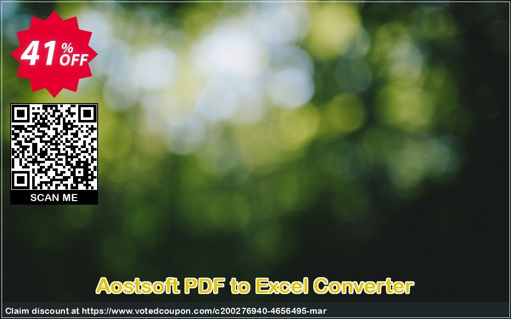 Aostsoft PDF to Excel Converter Coupon, discount Aostsoft PDF to Excel Converter Amazing promo code 2024. Promotion: Amazing promo code of Aostsoft PDF to Excel Converter 2024