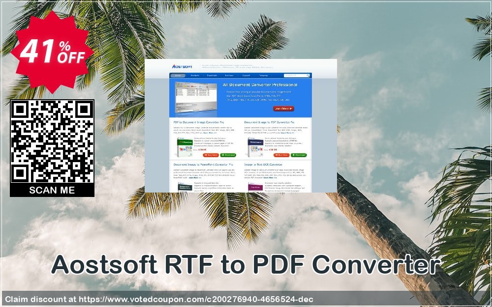 Aostsoft RTF to PDF Converter Coupon, discount Aostsoft RTF to PDF Converter Exclusive discounts code 2023. Promotion: Exclusive discounts code of Aostsoft RTF to PDF Converter 2023