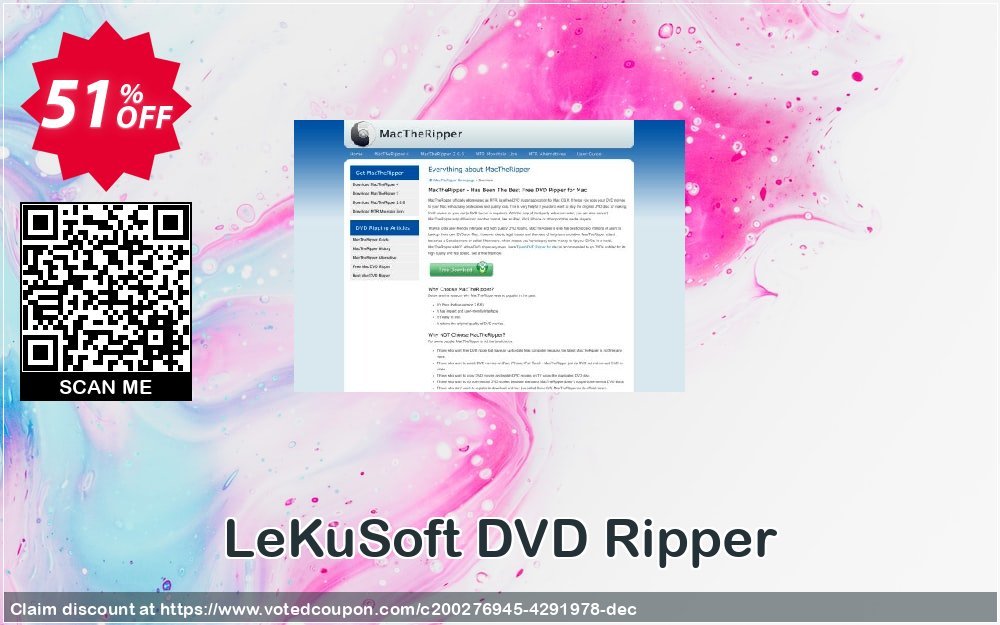 LeKuSoft DVD Ripper Coupon, discount LeKuSoft DVD Ripper Stunning discounts code 2023. Promotion: Stunning discounts code of LeKuSoft DVD Ripper 2023