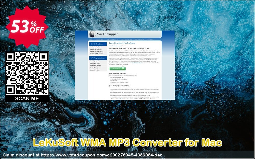 LeKuSoft WMA MP3 Converter for MAC Coupon, discount LeKuSoft WMA MP3 Converter for Mac Amazing discount code 2023. Promotion: Amazing discount code of LeKuSoft WMA MP3 Converter for Mac 2023