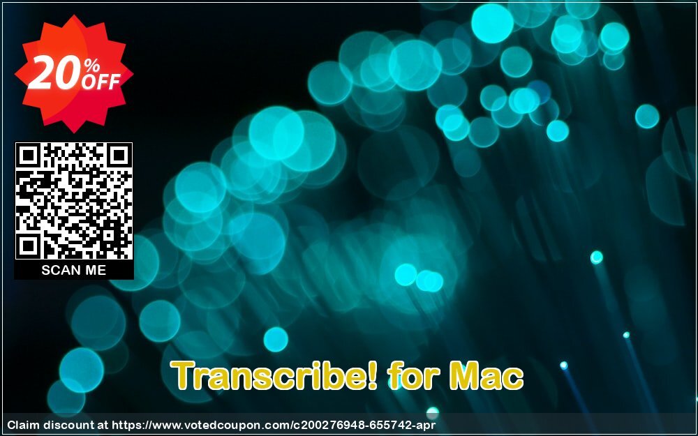 Transcribe! for MAC Coupon, discount Transcribe! for Mac Special discount code 2024. Promotion: Special discount code of Transcribe! for Mac 2024