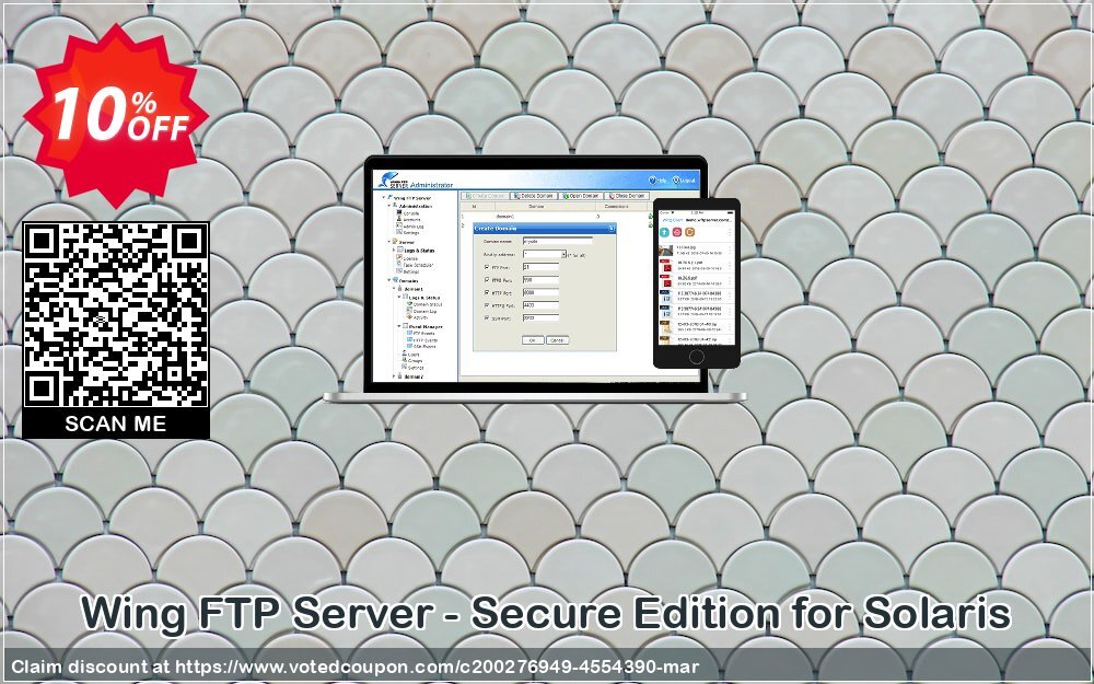 Wing FTP Server - Secure Edition for Solaris Coupon, discount Wing FTP Server - Secure Edition for Solaris Formidable deals code 2024. Promotion: Formidable deals code of Wing FTP Server - Secure Edition for Solaris 2024