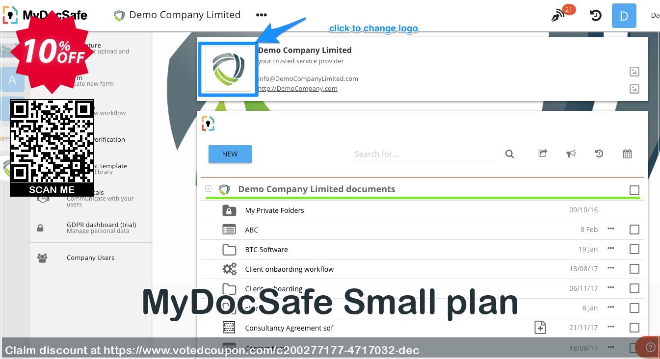MyDocSafe Small plan Coupon, discount Small plan Hottest deals code 2023. Promotion: Best promotions code of Small plan 2023