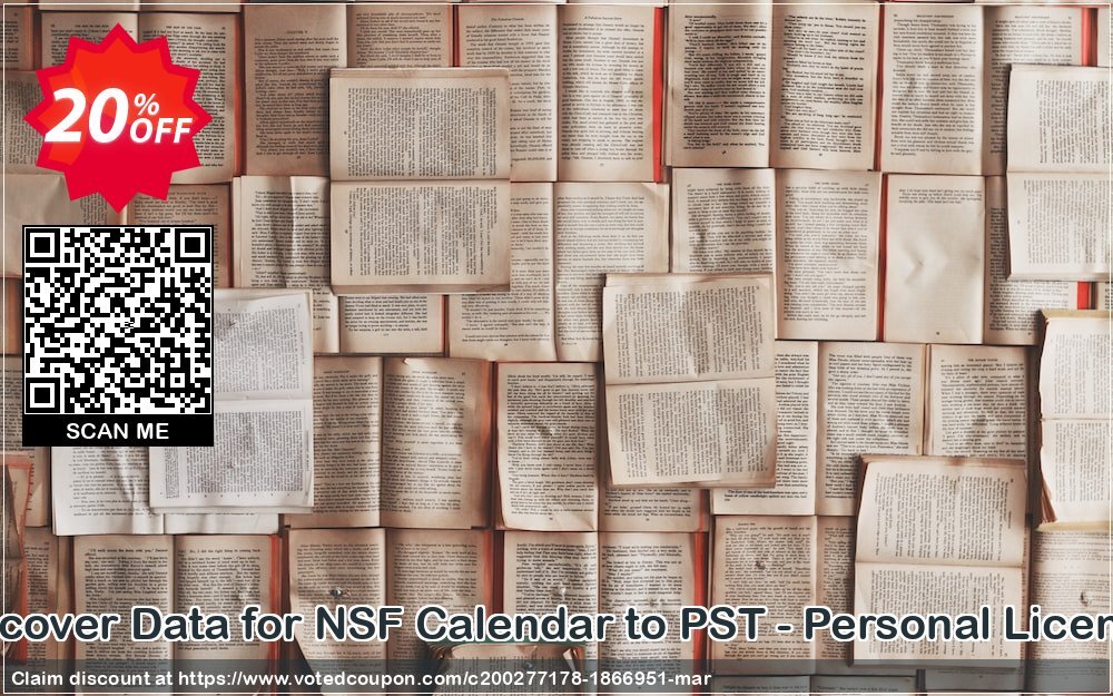 Recover Data for NSF Calendar to PST - Personal Plan Coupon, discount Recover Data for NSF Calendar to PST - Personal License Imposing discount code 2024. Promotion: Imposing discount code of Recover Data for NSF Calendar to PST - Personal License 2024