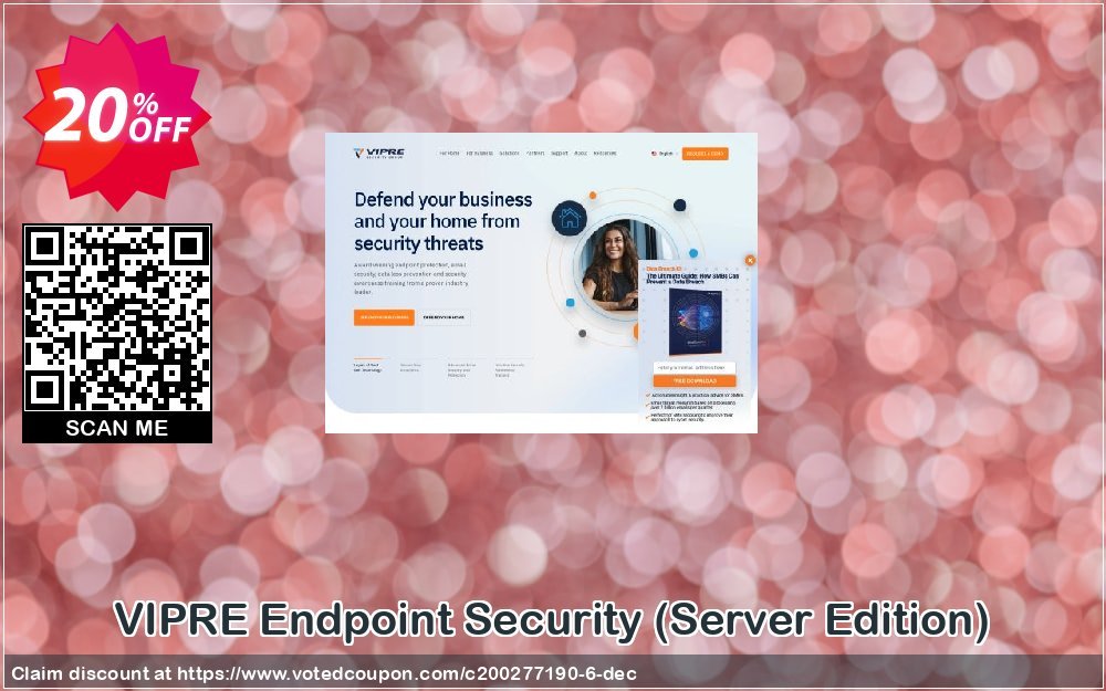 VIPRE Endpoint Security, Server Edition  Coupon, discount 20% OFF VIPRE Endpoint Security (Server Edition) 2023. Promotion: Special promotions code of VIPRE Endpoint Security (Server Edition), tested in {{MONTH}}