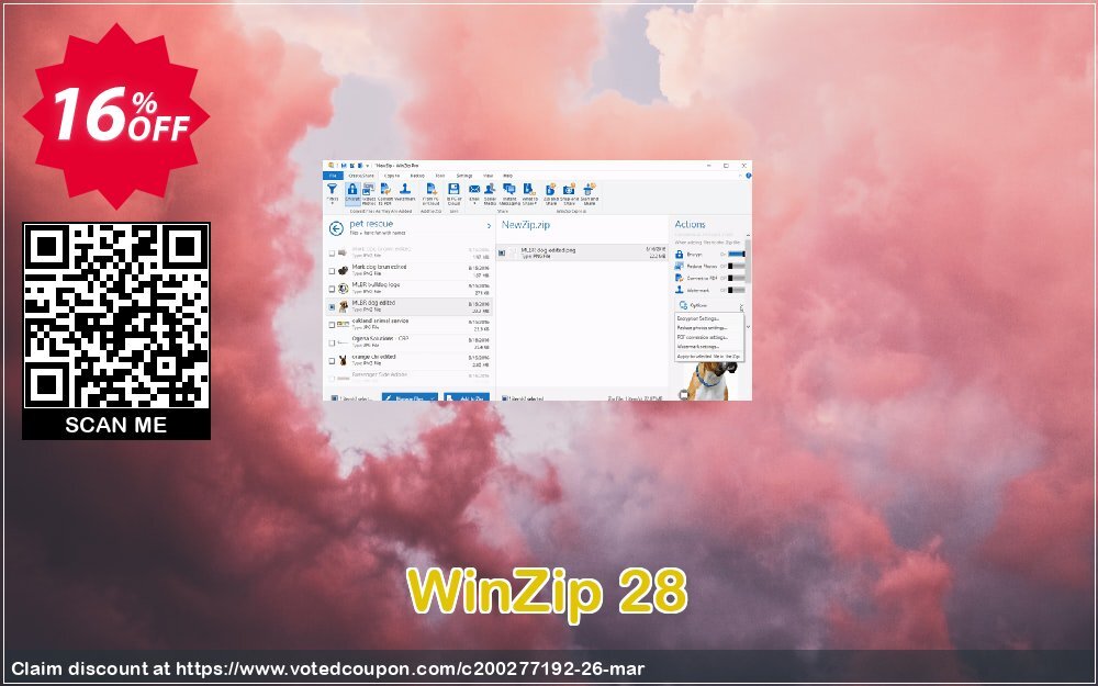 WinZip 28 Coupon, discount This offer is exclusive for affiliates-only and is not available on the Official website. Promotion: Awesome deals code of WinZip 28, tested & approved