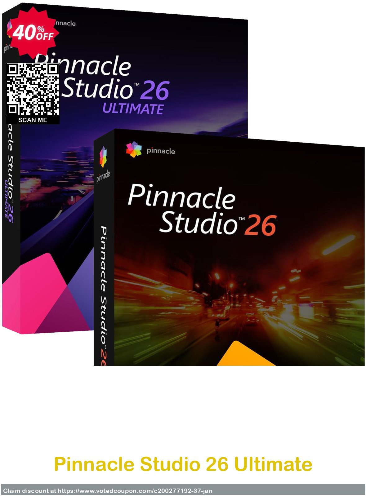 Pinnacle Studio 26 Ultimate Coupon, discount 40% OFF Pinnacle Studio 26 Ultimate, verified. Promotion: Awesome deals code of Pinnacle Studio 26 Ultimate, tested & approved