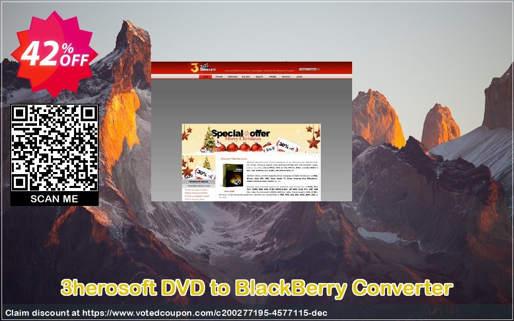 3herosoft DVD to BlackBerry Converter Coupon, discount 3herosoft DVD to BlackBerry Converter Imposing sales code 2024. Promotion: Imposing sales code of 3herosoft DVD to BlackBerry Converter 2024