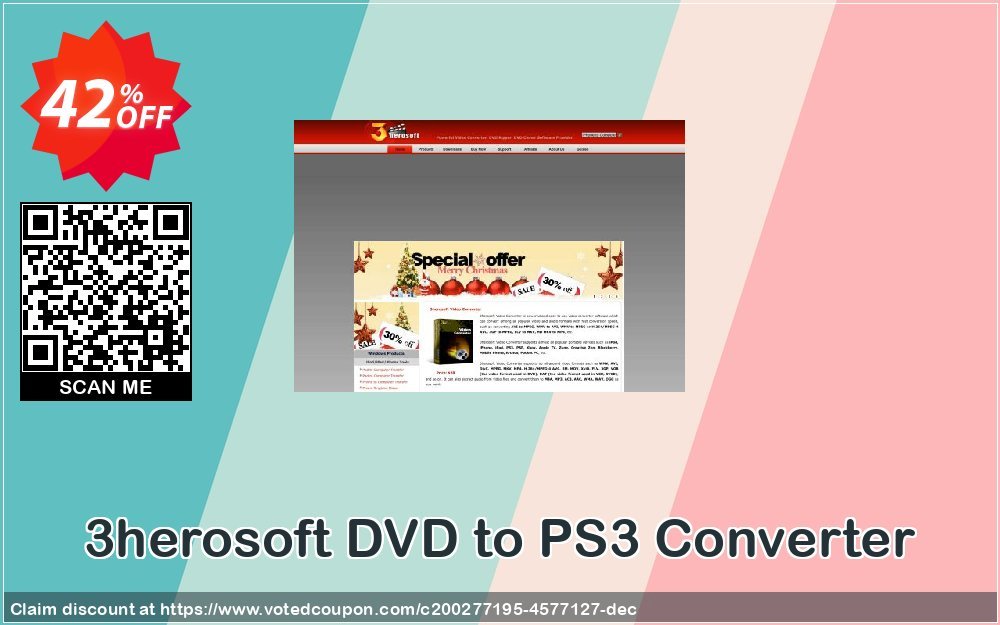 3herosoft DVD to PS3 Converter Coupon, discount 3herosoft DVD to PS3 Converter Super discounts code 2024. Promotion: Super discounts code of 3herosoft DVD to PS3 Converter 2024