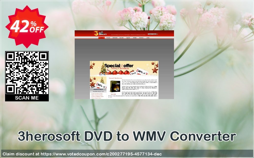 3herosoft DVD to WMV Converter Coupon, discount 3herosoft DVD to WMV Converter Wonderful discounts code 2023. Promotion: Wonderful discounts code of 3herosoft DVD to WMV Converter 2023