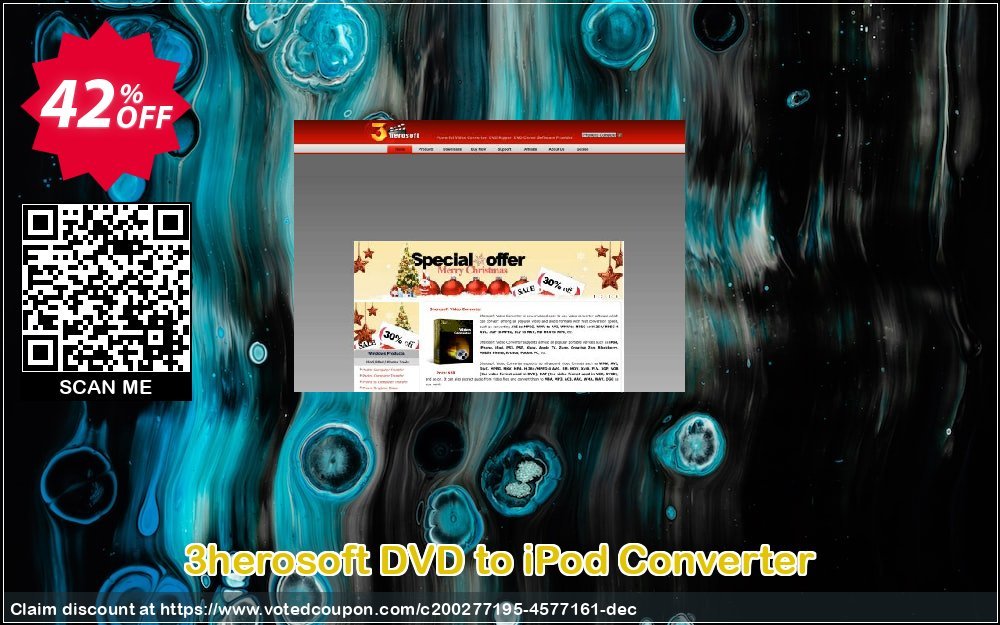 3herosoft DVD to iPod Converter Coupon, discount 3herosoft DVD to iPod Converter Imposing promo code 2023. Promotion: Imposing promo code of 3herosoft DVD to iPod Converter 2023