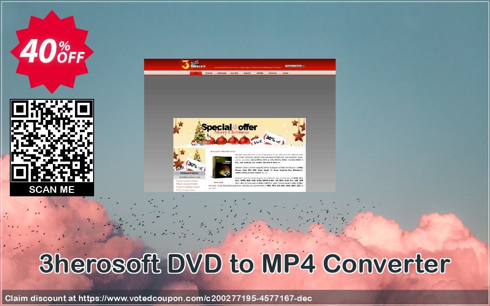 3herosoft DVD to MP4 Converter Coupon, discount 3herosoft DVD to MP4 Converter Excellent discount code 2024. Promotion: Excellent discount code of 3herosoft DVD to MP4 Converter 2024