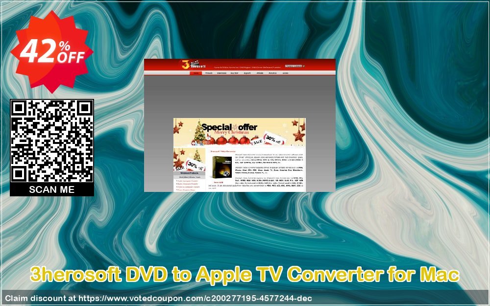3herosoft DVD to Apple TV Converter for MAC Coupon, discount 3herosoft DVD to Apple TV Converter for Mac Big discount code 2024. Promotion: Big discount code of 3herosoft DVD to Apple TV Converter for Mac 2024