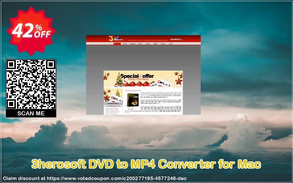 3herosoft DVD to MP4 Converter for MAC Coupon, discount 3herosoft DVD to MP4 Converter for Mac Special discounts code 2023. Promotion: Special discounts code of 3herosoft DVD to MP4 Converter for Mac 2023