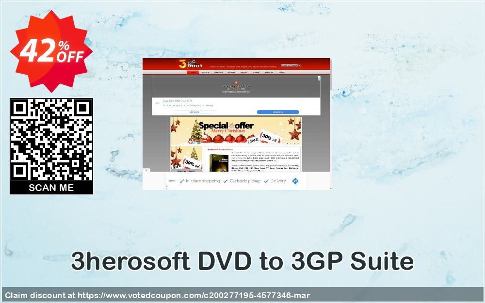 3herosoft DVD to 3GP Suite Coupon, discount 3herosoft DVD to 3GP Suite Stirring sales code 2024. Promotion: Stirring sales code of 3herosoft DVD to 3GP Suite 2024