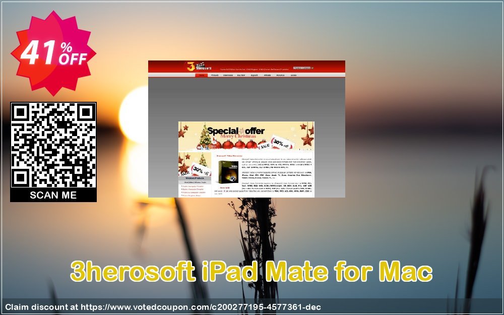 3herosoft iPad Mate for MAC Coupon, discount 3herosoft iPad Mate for Mac Special deals code 2024. Promotion: Special deals code of 3herosoft iPad Mate for Mac 2024