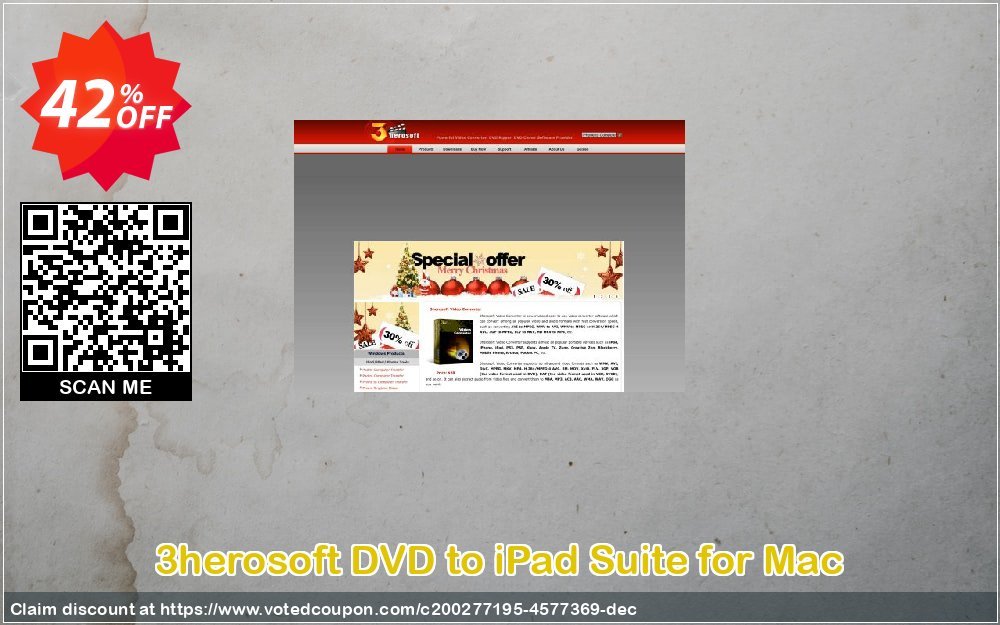 3herosoft DVD to iPad Suite for MAC Coupon, discount 3herosoft DVD to iPad Suite for Mac Stirring offer code 2023. Promotion: Stirring offer code of 3herosoft DVD to iPad Suite for Mac 2023