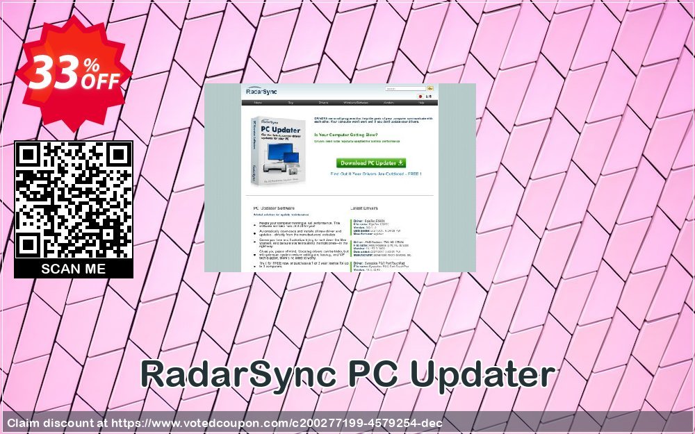 RadarSync PC Updater Coupon, discount RadarSync PC Updater Marvelous promo code 2023. Promotion: Marvelous promo code of RadarSync PC Updater 2023