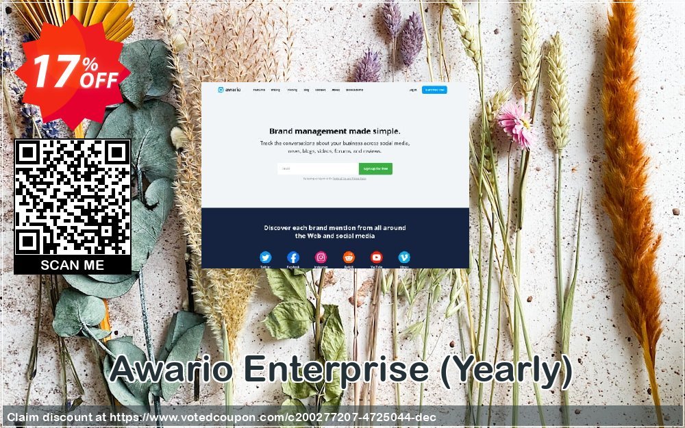Awario Enterprise, Yearly  Coupon, discount Awario Enterprise Imposing discounts code 2023. Promotion: Imposing discounts code of Awario Enterprise 2023