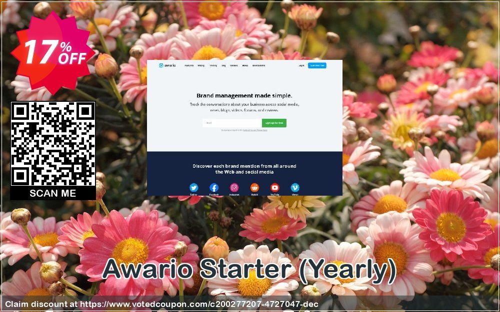 Awario Starter, Yearly  Coupon, discount Awario Starter Impressive promotions code 2023. Promotion: Impressive promotions code of Awario Starter 2023