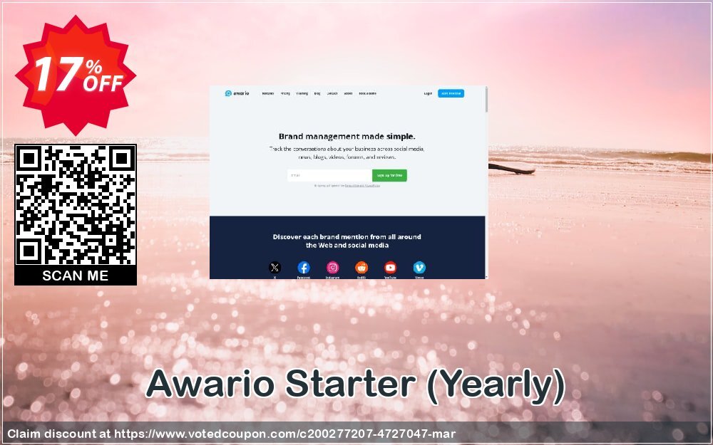 Awario Starter, Yearly  Coupon, discount Awario Starter Impressive promotions code 2024. Promotion: Impressive promotions code of Awario Starter 2024