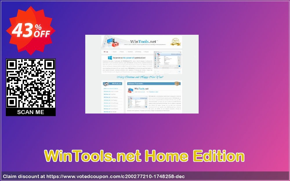 WinTools.net Home Edition Coupon, discount WinTools.net Home Edition Super promo code 2024. Promotion: Super promo code of WinTools.net Home Edition 2024
