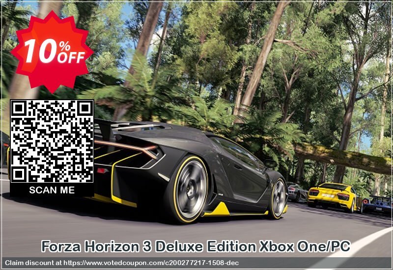 Forza Horizon 3 Deluxe Edition Xbox One/PC Coupon, discount Forza Horizon 3 Deluxe Edition Xbox One/PC Deal. Promotion: Forza Horizon 3 Deluxe Edition Xbox One/PC Exclusive offer 