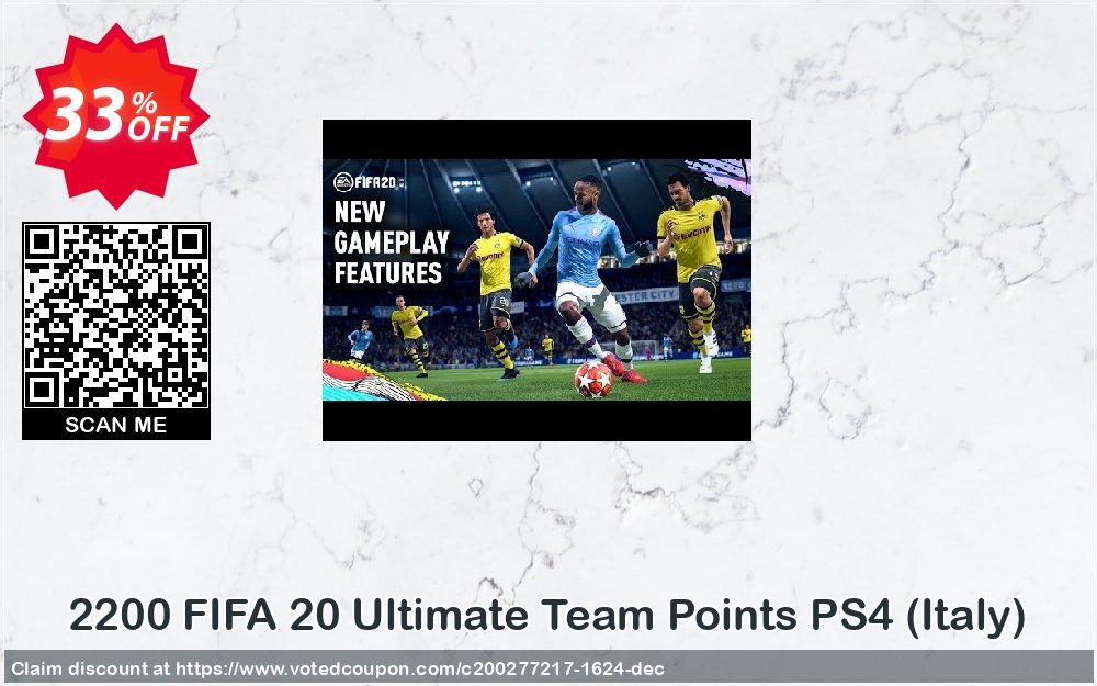 2200 FIFA 20 Ultimate Team Points PS4, Italy  Coupon, discount 2200 FIFA 20 Ultimate Team Points PS4 (Italy) Deal. Promotion: 2200 FIFA 20 Ultimate Team Points PS4 (Italy) Exclusive offer 