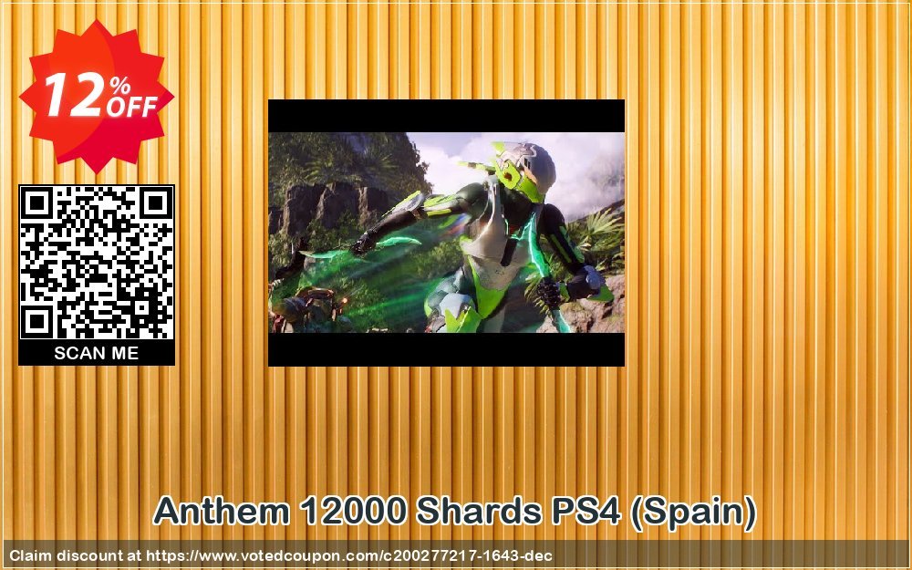 Anthem 12000 Shards PS4, Spain  Coupon, discount Anthem 12000 Shards PS4 (Spain) Deal. Promotion: Anthem 12000 Shards PS4 (Spain) Exclusive offer 