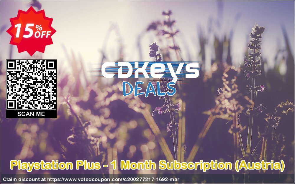 PS Plus - Monthly Subscription, Austria  Coupon, discount Playstation Plus - 1 Month Subscription (Austria) Deal. Promotion: Playstation Plus - 1 Month Subscription (Austria) Exclusive offer 