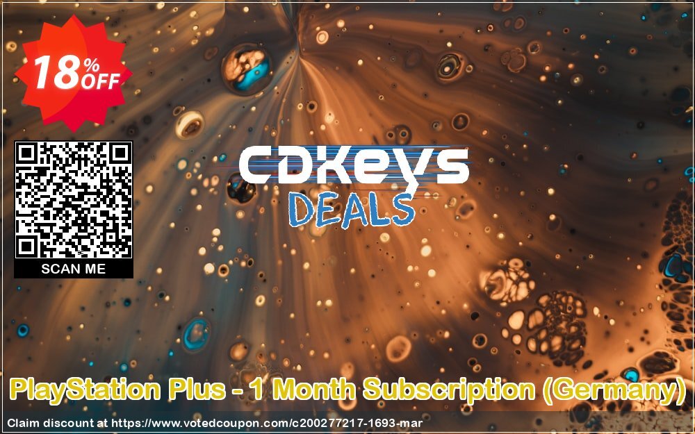 PS Plus - Monthly Subscription, Germany  Coupon, discount PlayStation Plus - 1 Month Subscription (Germany) Deal. Promotion: PlayStation Plus - 1 Month Subscription (Germany) Exclusive offer 