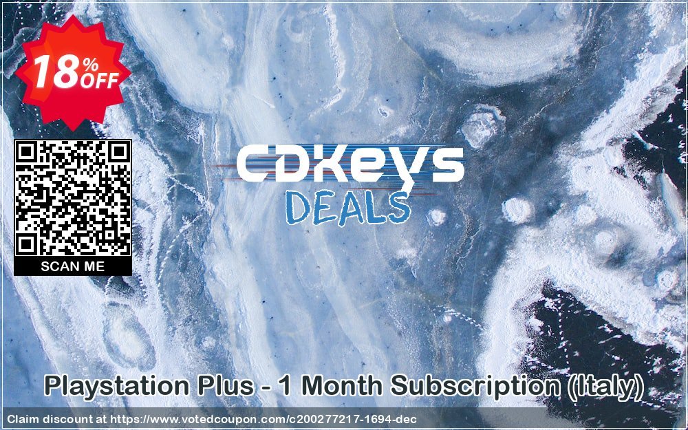 PS Plus - Monthly Subscription, Italy  Coupon, discount Playstation Plus - 1 Month Subscription (Italy) Deal. Promotion: Playstation Plus - 1 Month Subscription (Italy) Exclusive offer 