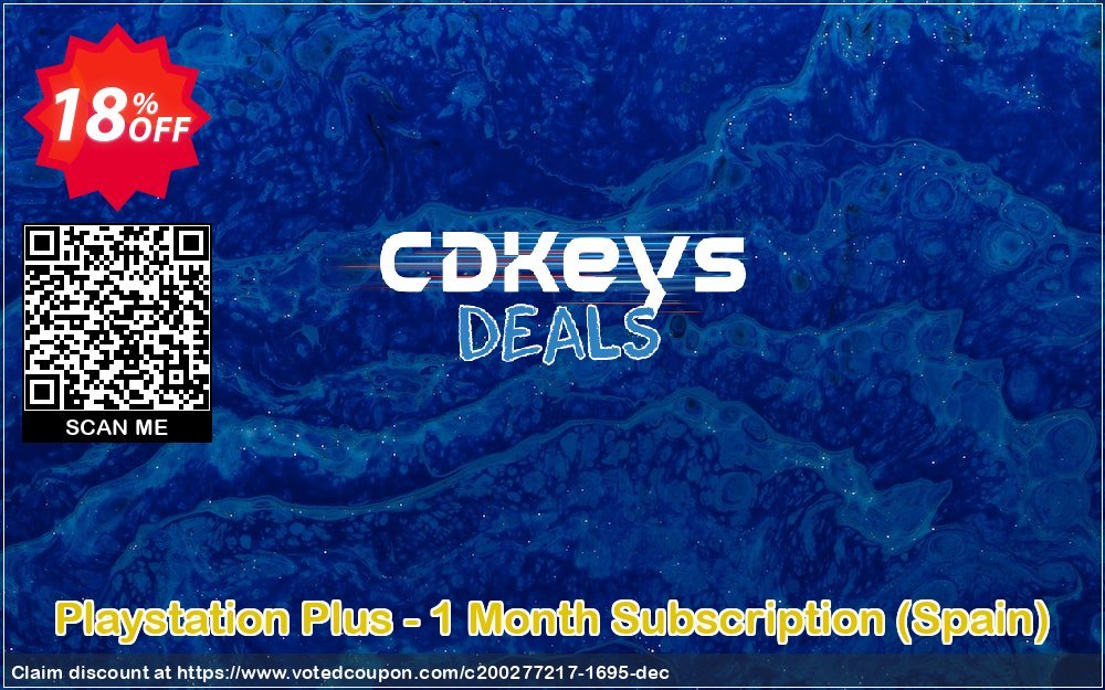 PS Plus - Monthly Subscription, Spain  Coupon, discount Playstation Plus - 1 Month Subscription (Spain) Deal. Promotion: Playstation Plus - 1 Month Subscription (Spain) Exclusive offer 