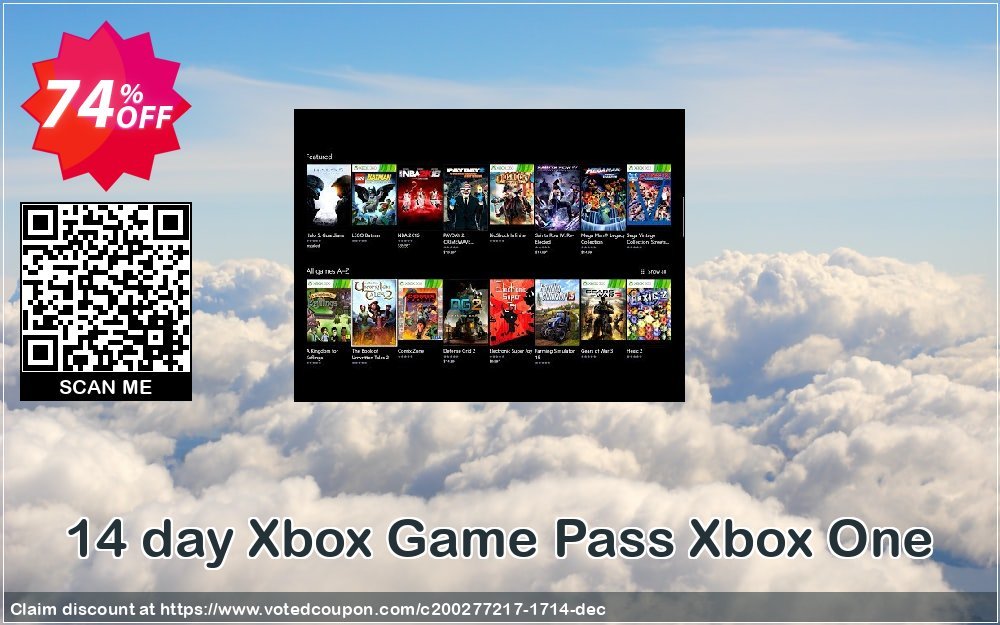 14 day Xbox Game Pass Xbox One Coupon, discount 14 day Xbox Game Pass Xbox One Deal. Promotion: 14 day Xbox Game Pass Xbox One Exclusive offer 