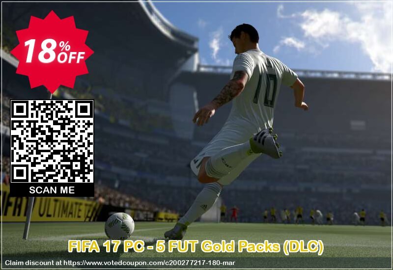 FIFA 17 PC - 5 FUT Gold Packs, DLC  Coupon Code Apr 2024, 18% OFF - VotedCoupon