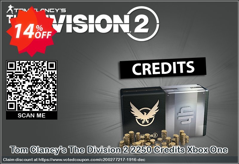 Tom Clancy's The Division 2 2250 Credits Xbox One Coupon Code Apr 2024, 14% OFF - VotedCoupon