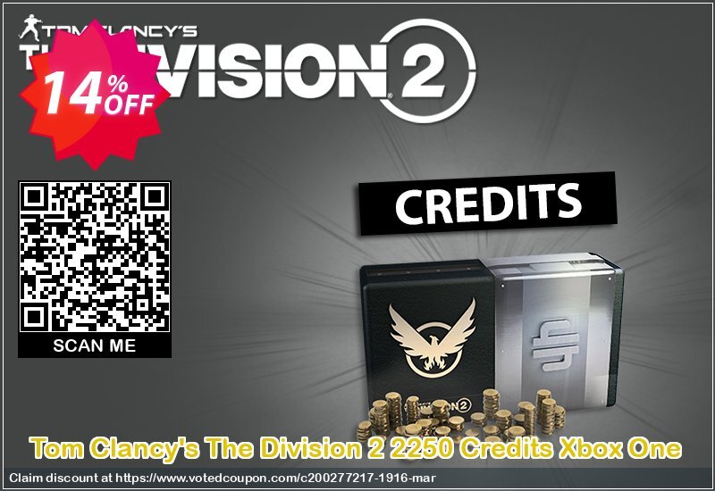 Tom Clancy's The Division 2 2250 Credits Xbox One Coupon Code Apr 2024, 14% OFF - VotedCoupon