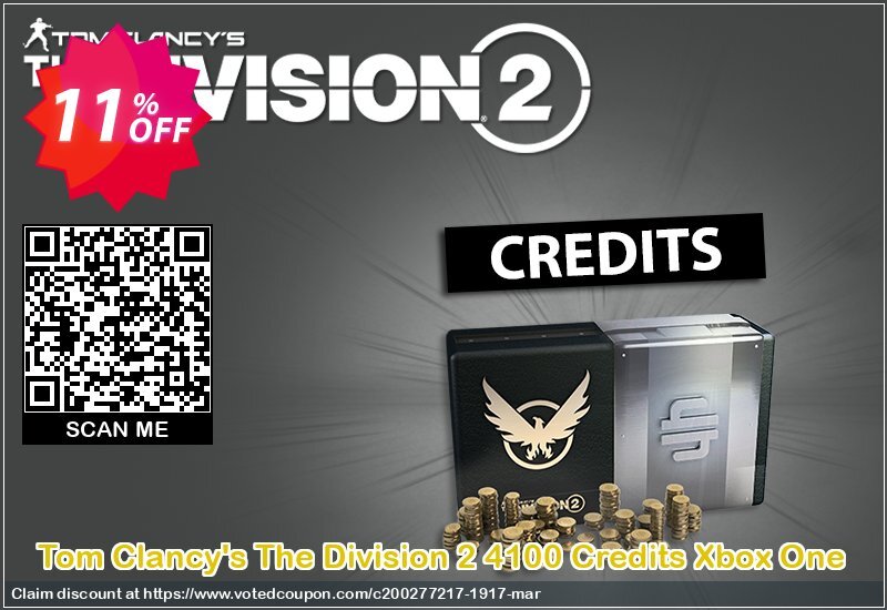 Tom Clancy's The Division 2 4100 Credits Xbox One Coupon Code Apr 2024, 11% OFF - VotedCoupon