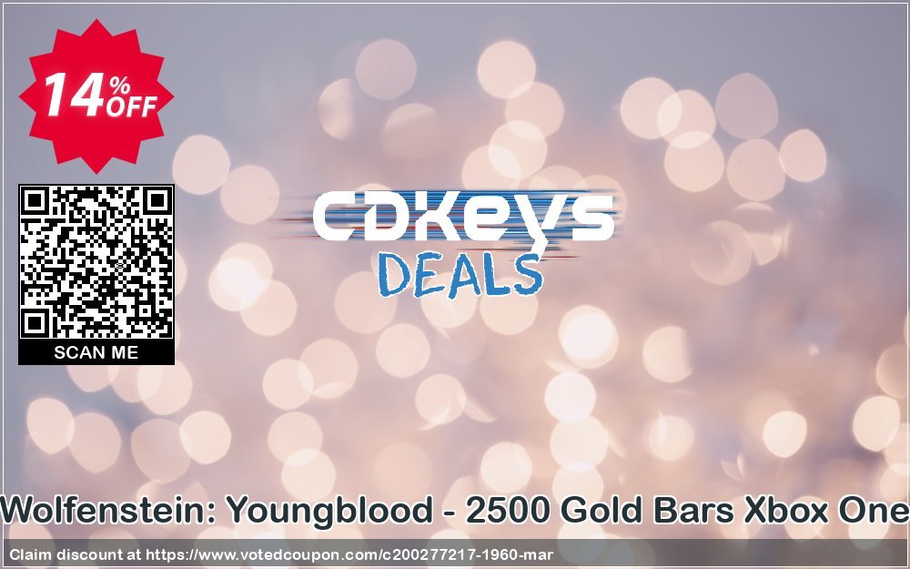 Wolfenstein: Youngblood - 2500 Gold Bars Xbox One Coupon, discount Wolfenstein: Youngblood - 2500 Gold Bars Xbox One Deal. Promotion: Wolfenstein: Youngblood - 2500 Gold Bars Xbox One Exclusive offer 