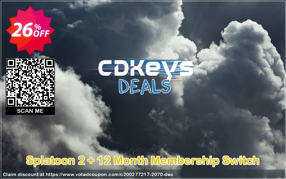 Splatoon 2 + 12 Month Membership Switch Coupon, discount Splatoon 2 + 12 Month Membership Switch Deal. Promotion: Splatoon 2 + 12 Month Membership Switch Exclusive offer 