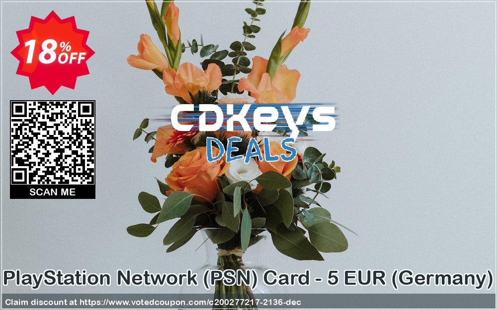 PS Network, PSN Card - 5 EUR, Germany  Coupon, discount PlayStation Network (PSN) Card - 5 EUR (Germany) Deal. Promotion: PlayStation Network (PSN) Card - 5 EUR (Germany) Exclusive offer 