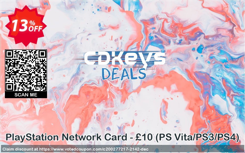 PS Network Card - £10, PS Vita/PS3/PS4  Coupon, discount PlayStation Network Card - £10 (PS Vita/PS3/PS4) Deal. Promotion: PlayStation Network Card - £10 (PS Vita/PS3/PS4) Exclusive offer 