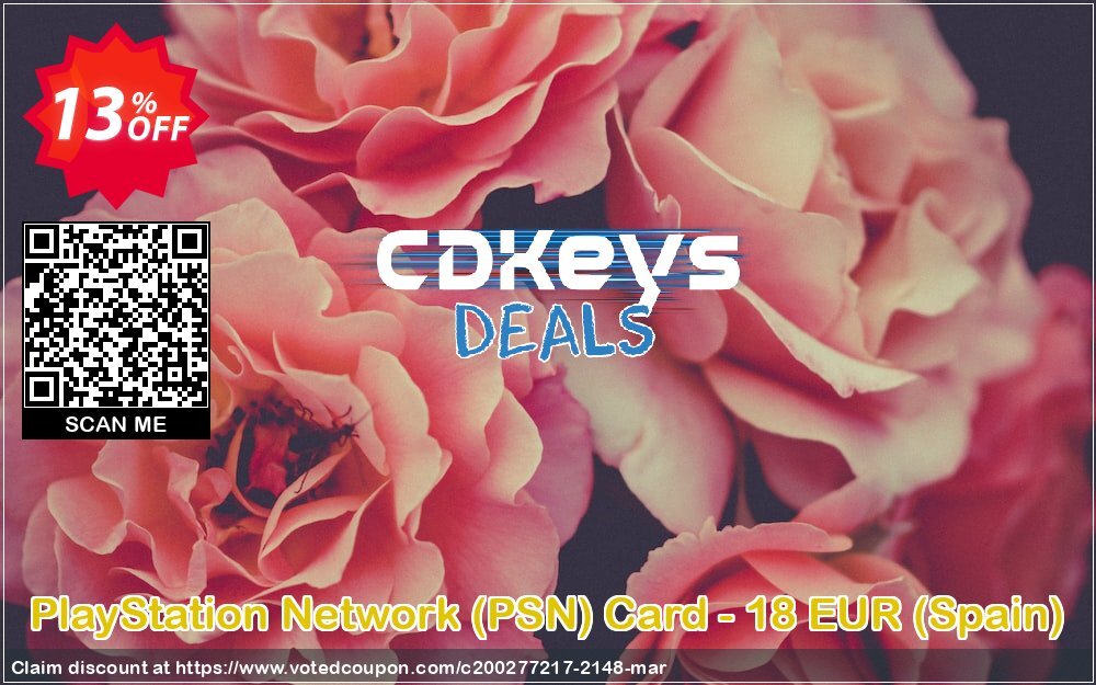 PS Network, PSN Card - 18 EUR, Spain  Coupon, discount PlayStation Network (PSN) Card - 18 EUR (Spain) Deal. Promotion: PlayStation Network (PSN) Card - 18 EUR (Spain) Exclusive offer 