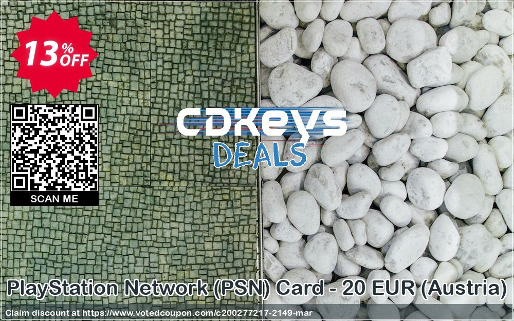 PS Network, PSN Card - 20 EUR, Austria  Coupon, discount PlayStation Network (PSN) Card - 20 EUR (Austria) Deal. Promotion: PlayStation Network (PSN) Card - 20 EUR (Austria) Exclusive offer 