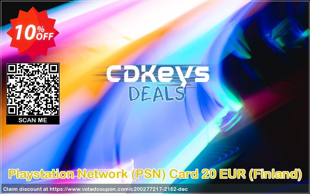 PS Network, PSN Card 20 EUR, Finland  Coupon, discount Playstation Network (PSN) Card 20 EUR (Finland) Deal. Promotion: Playstation Network (PSN) Card 20 EUR (Finland) Exclusive offer 