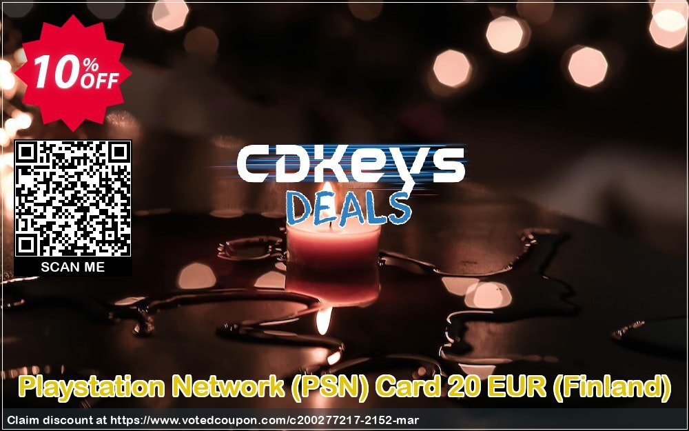 PS Network, PSN Card 20 EUR, Finland  Coupon, discount Playstation Network (PSN) Card 20 EUR (Finland) Deal. Promotion: Playstation Network (PSN) Card 20 EUR (Finland) Exclusive offer 