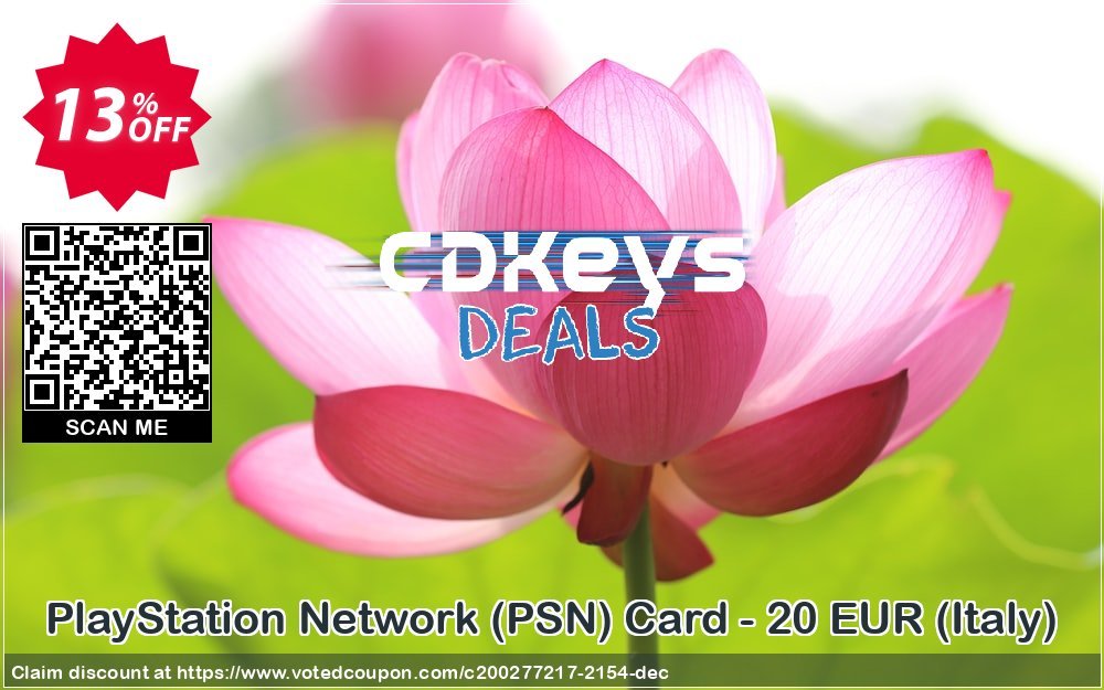 PS Network, PSN Card - 20 EUR, Italy  Coupon, discount PlayStation Network (PSN) Card - 20 EUR (Italy) Deal. Promotion: PlayStation Network (PSN) Card - 20 EUR (Italy) Exclusive offer 