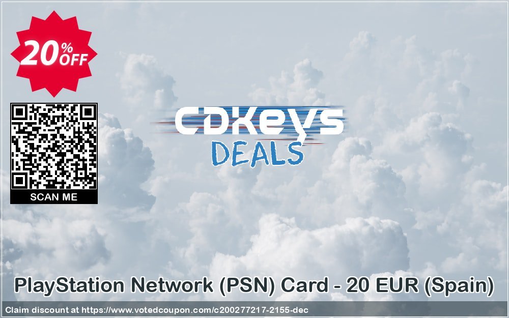 PS Network, PSN Card - 20 EUR, Spain  Coupon, discount PlayStation Network (PSN) Card - 20 EUR (Spain) Deal. Promotion: PlayStation Network (PSN) Card - 20 EUR (Spain) Exclusive offer 